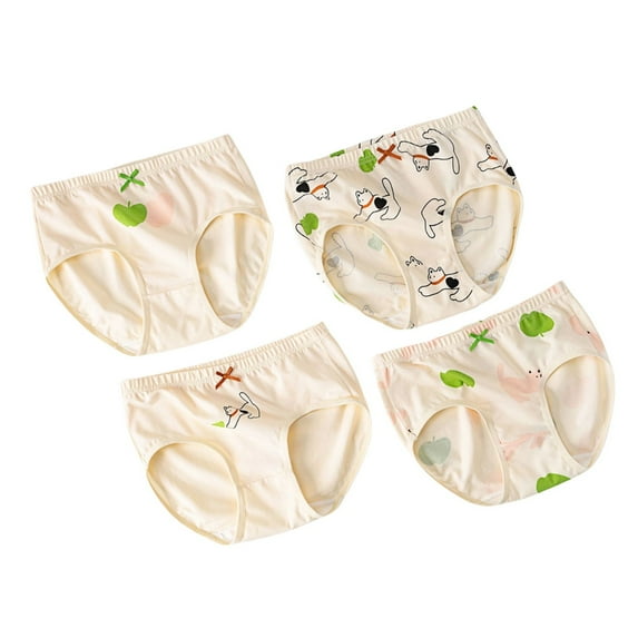 adviicd Girls Pure Comfort Cotton Underwear 4-Pack (Khaki,5-6 Years)