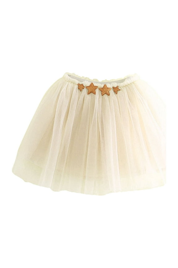 Girls Skirts Toddler Girls Layered Tutu Skirt Sparkling Sequin Tulle Dance Skirts (Beige,3-4 Years)
