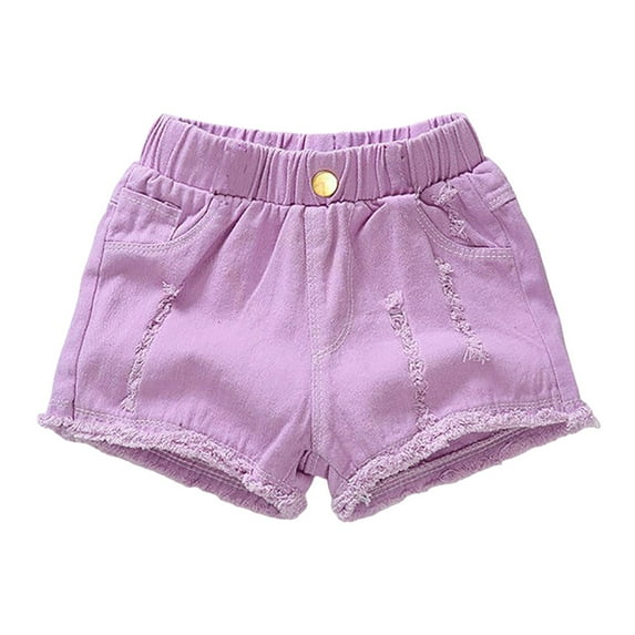 adviicd Girls Summer Shorts Girls Stretchy Casuals Denim Shorts Lightweight Casual Shorts (Purple,3-4 Years)