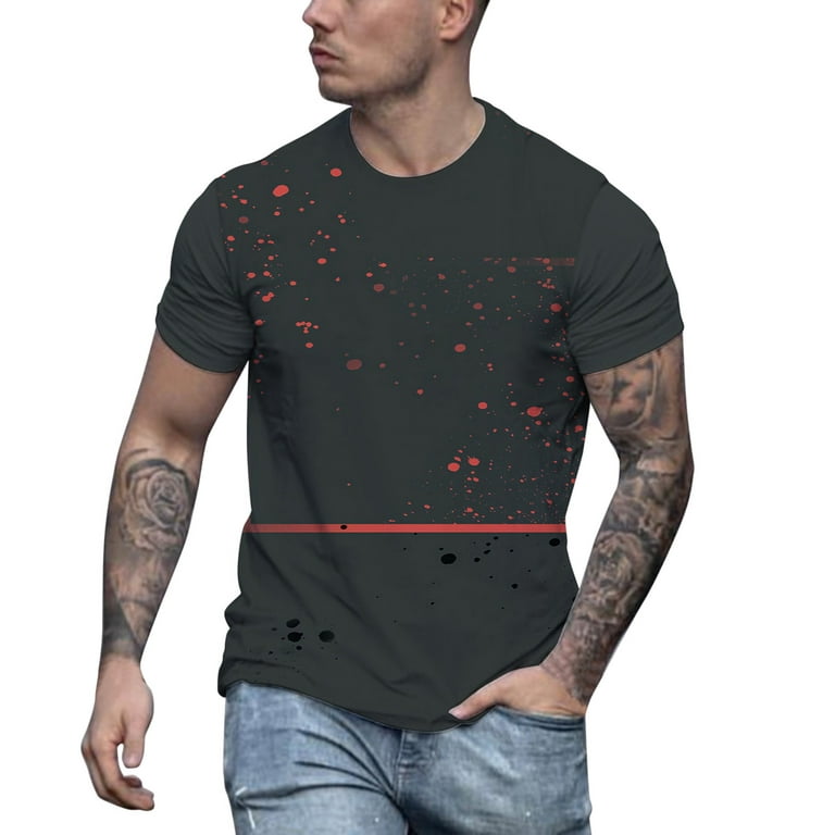 adviicd Heavyweight T Shirts for Men Casual Tee Men's Full Size Distressed  Look T-Shirt Male Casual T-Shirt