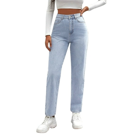 adviicd High Rise Jeans for Women Womens High Waisted Jeans Flare Stretch Boyfriend Casual Bootcut Denim Pants Light Blue,S