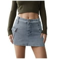 thumbnail image 1 of adviicd High Stretchy Cargo Skirt for Women, Low Waist Y2k Mini Skirt Cute Denim Skirt with Pockets Dark Blue, M, 1 of 7