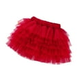 thumbnail image 1 of adviicd High Waist Toddler Girls Tutu Skirt Kids Solid Tiered Princess Party Layered Little Tulle Skirts for Girls (Red,5-6 Years), 1 of 3
