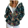 thumbnail image 1 of adviicd Hoodies Sweatshirts for Women Full Zipper Long Sleeve Vintage Print Fall Outfit with Pockets (Black, XL), 1 of 9