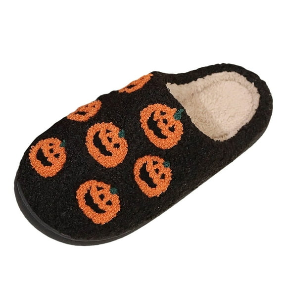 adviicd Women Slippers for Home Halloween Slippers for Women Men Soft Plush Fuzzy Slippers Cozy House Slippers Indoor Outdoor Shoes (9.5,Black)