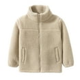 thumbnail image 1 of adviicd Jacket Boys Toddler Fleece Jacket Kids Lightweight Outerwear Boys Girls Long Sleeve Fall Spring Coat (Khaki,3-4 Years), 1 of 5