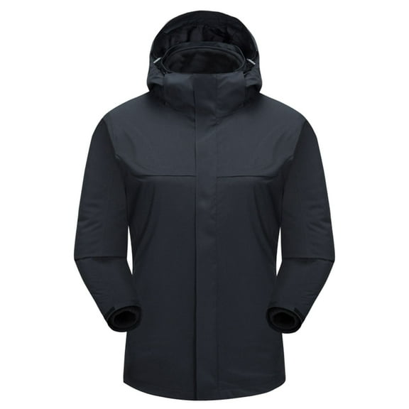 adviicd Jacket for Men Mens Lined Hooded Puffer Jacket (Black,XXL)