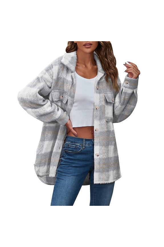 Jackets For Women Quarter Winter Jackets Women S Casual Plaid Flannel Shacket Jacket Oversized Heavy Weight Wool Winter Jackets Winter Coats