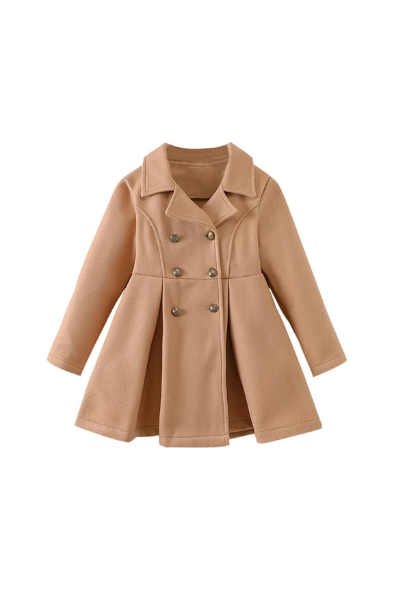 Jean Jacket for Girls Little Girl Denim Jacket Button Down Jean Jacket Long Sleeve Denim Coat (Khaki,6-7 Years)