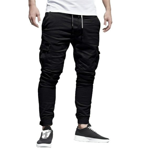 adviicd Jeans for Men Men Casual Cotton Drawstring Pants Summer Elastic Waist Loose Pants Jogger Trousers with Pockets pants men trousers pants for men jeans (Black,XXL)