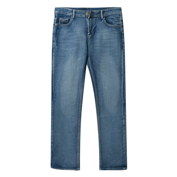 adviicd Mens Jeans Slim Fit Men's Relaxed Fit Flex Jeans (Blue,L)