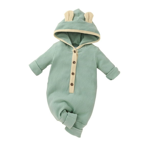 adviicd Jumpsuit Baby Boy Preppy Clothes Hodded Button Baby Ribbed Outfits Romper Jumpsuit Girls Boys Boys Baby Jumper Romper