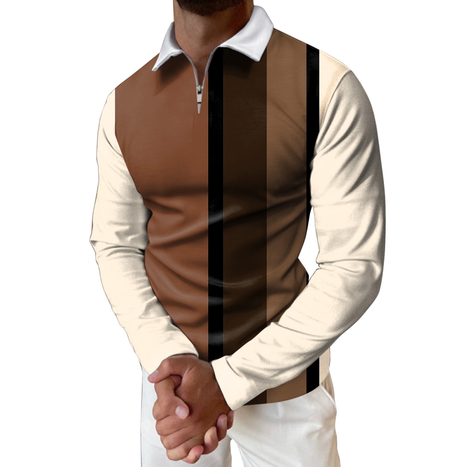adviicd Khaki Magellan Shirts for Men Fashion Men's Golf Polo Shirt Short  Long Sleeve Casual Collared T-Shirt Sports Tee 