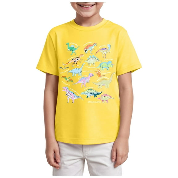 adviicd Kids T Shirts for Boys Boys' Short Sleeve Crew Neck T-Shirt, Soft, Comfortable, Relaxed Fit (Yellow,7-8 Years)