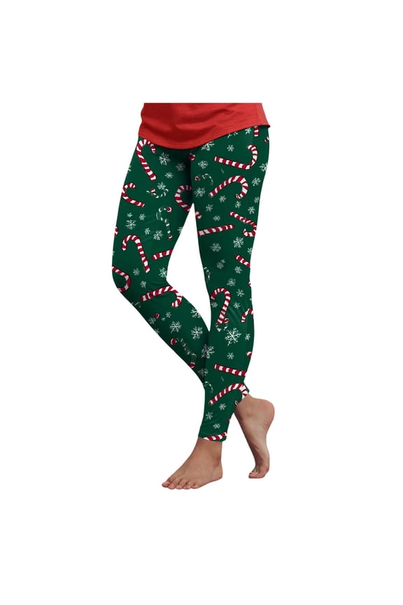 Leggings for Women High Waisted Christmas Print Yoga Pants Ankle Length Warm Leggings Soft Brushed Pants (Green, XL)