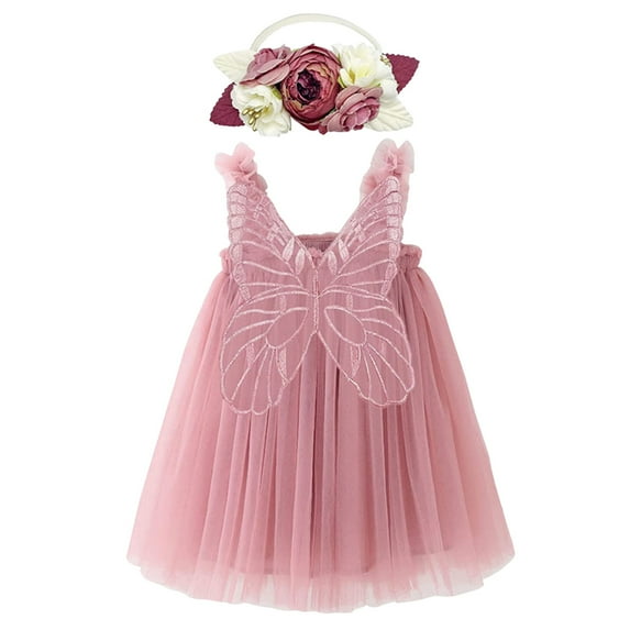 adviicd Little Girls Dresses Girls'Summer Floral Dress Kids 2025 Puff Sleeve Round Neck Smocked Flowy Sun Dresses (Light Pink,2-3 Years)