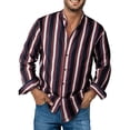thumbnail image 1 of adviicd Long Sleeve Tee Shirts For Men Men's Casual Stylish Long Sleeve Button-Down Shirts Striped Dress Shirts Cotton Shirt M, 1 of 3
