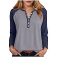 thumbnail image 1 of adviicd Long Sleeve Tops for Women 2025 Fall Henley Neck Shirts Fall Outfits Fashion Clothes (Dark Blue, XL), 1 of 8