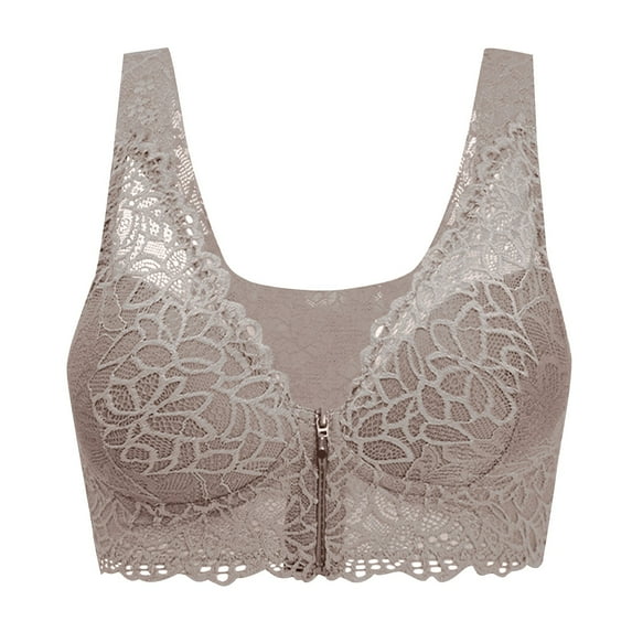 adviicd Longline Sports Bras for Women Women's Plus Size Wonderwire Front-Closure Bra Underwire Grey 5X-Large