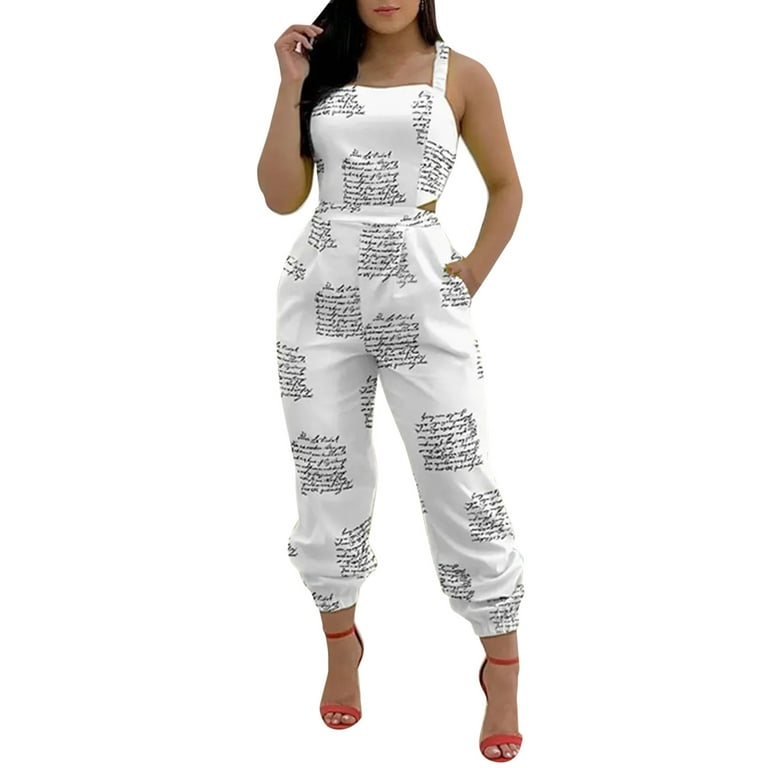 Racerback Cuffed Jumpsuit with Elasticated Waist