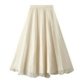 thumbnail image 1 of adviicd Maxi Skirts for Women Long Length Women's Chiffon Elastic High Waist Pleated A-Line Flared Maxi Skirts (Beige,One Size), 1 of 8