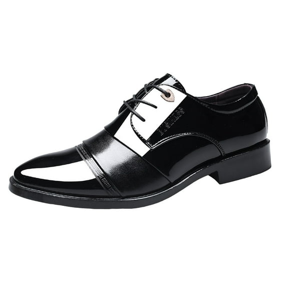 adviicd Men Dress Shoes Leather Men's Tuxedo Dress Shoes Classic Lace-up Formal Oxfords (Black,10)