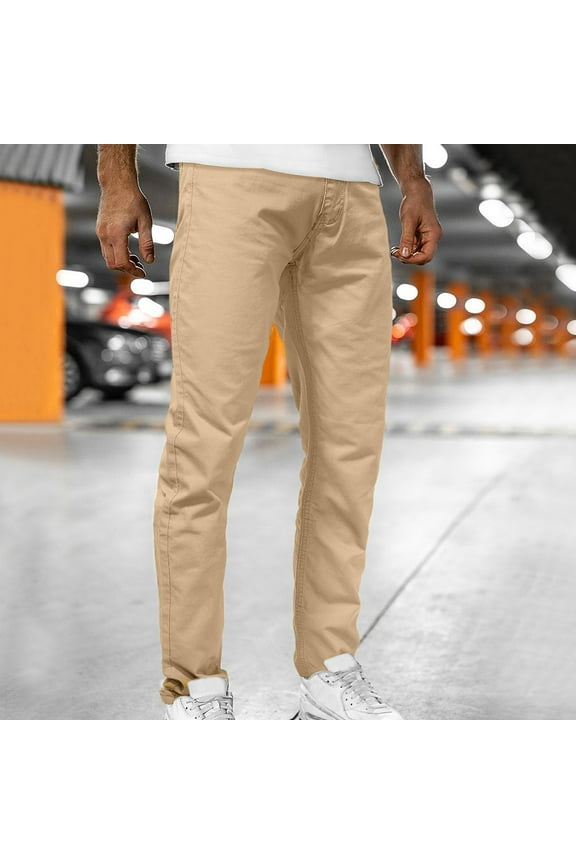 adviicd Men Pants Cargo Boys Jeans Men's Stretchable Basic Style of Color Skinny Jean Twill Pants Khaki Large