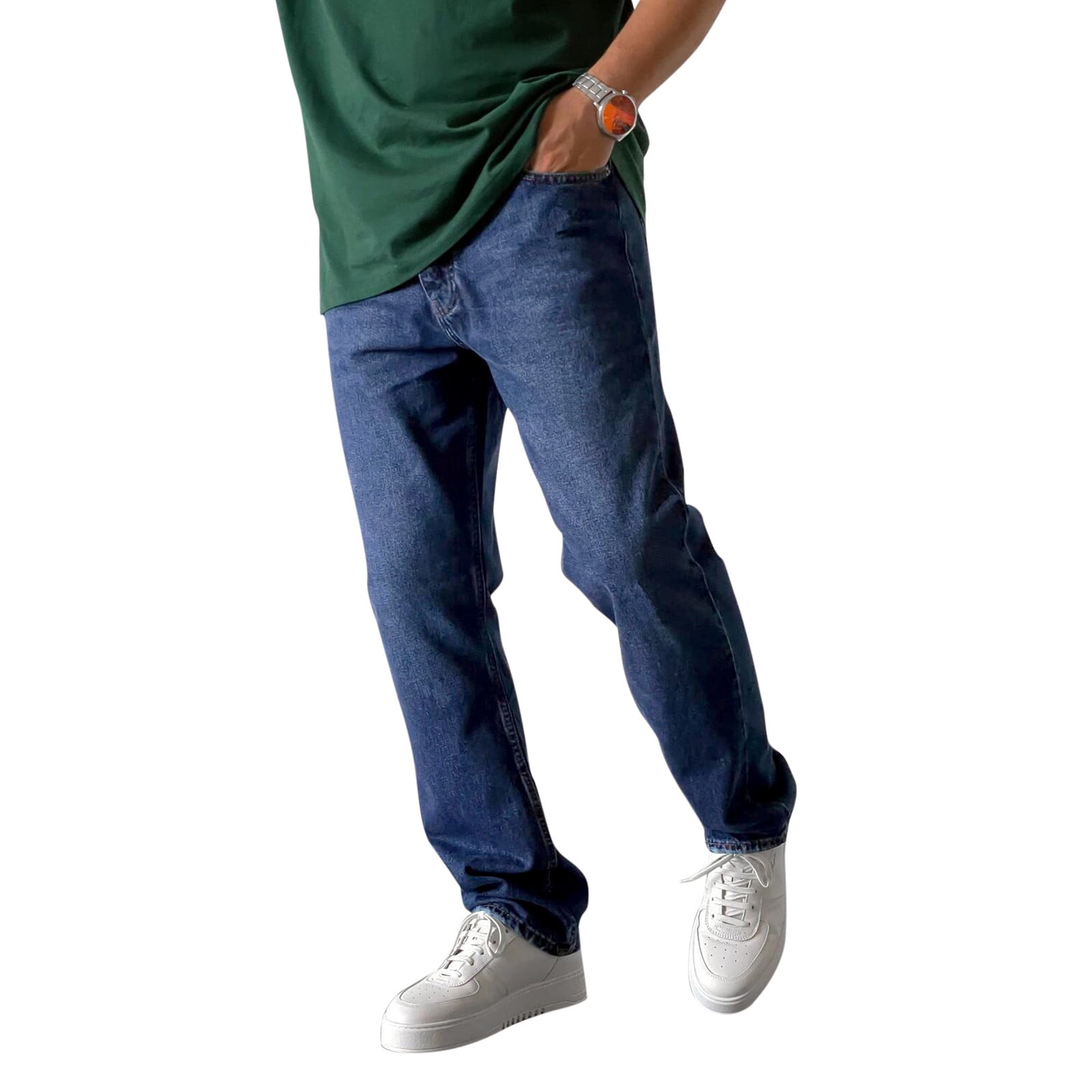 Loose Fit Big Flap Pockets Jeans Men's Casual Denim Pants - Temu