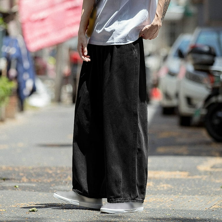 Style 500 Classic Relaxed Fit Solid Black Baggy Pants With WORK