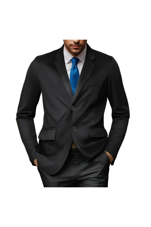 Men Suits Mens Blazer Slim Fit Casual 2 Button Suit Jacket Lightweight Beach Wedding Business Striped Sports Coat (Black,L)