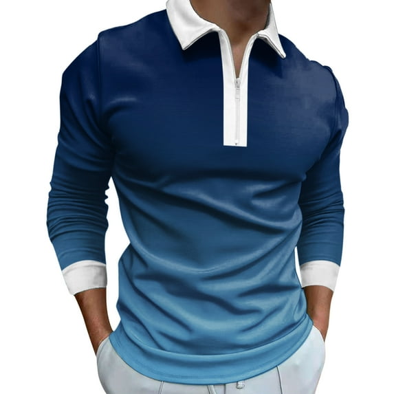 adviicd Men Tops Casual Green Polo Shirts For Men Mens Golf Shirt Moisture Wicking Quick-Dry Print Performance Polo Shirts for Men Blue M