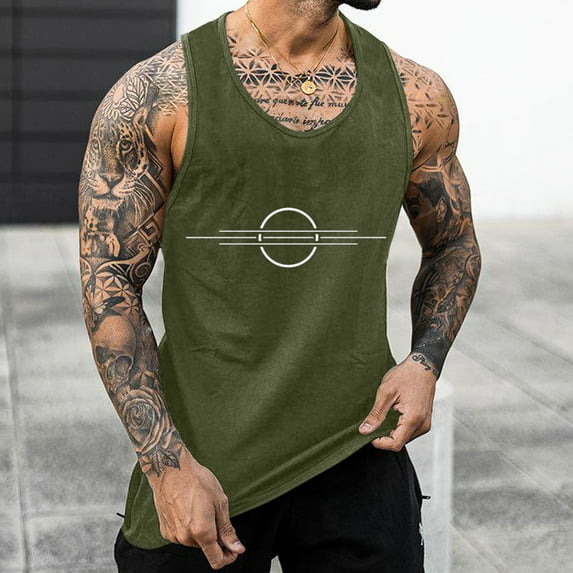 adviicd Men Tops Fashion Tank Tops For Men Men's Sleeveless Summer Casual Mesh Tank T-Shirt Round Neck Tops Army Green M