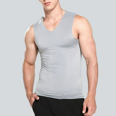adviicd Men Tops Short Sleeve Workout Tank Tops For Men Tops Sleeveless Hooded Men Fitness Printed Muscle Bodybuilding Men's Tank Tops Grey 4XL