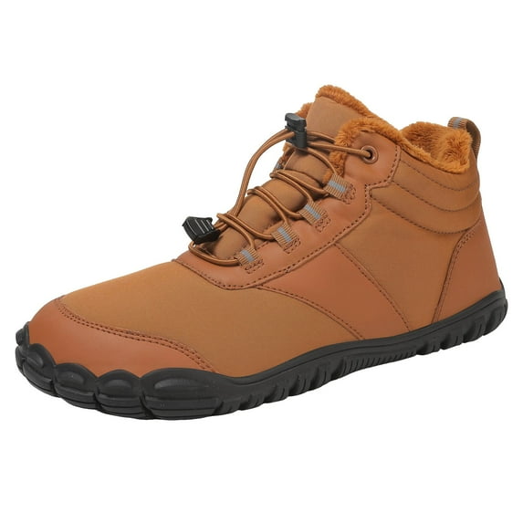 adviicd Men Winter Boots Winter Barefoot Shoes Mens Snow Minimalist Zero Drop Boots Wide Toe Box Toes Sneakers Workout Footwear Shoes Boots Unisex (Brown,9.5)