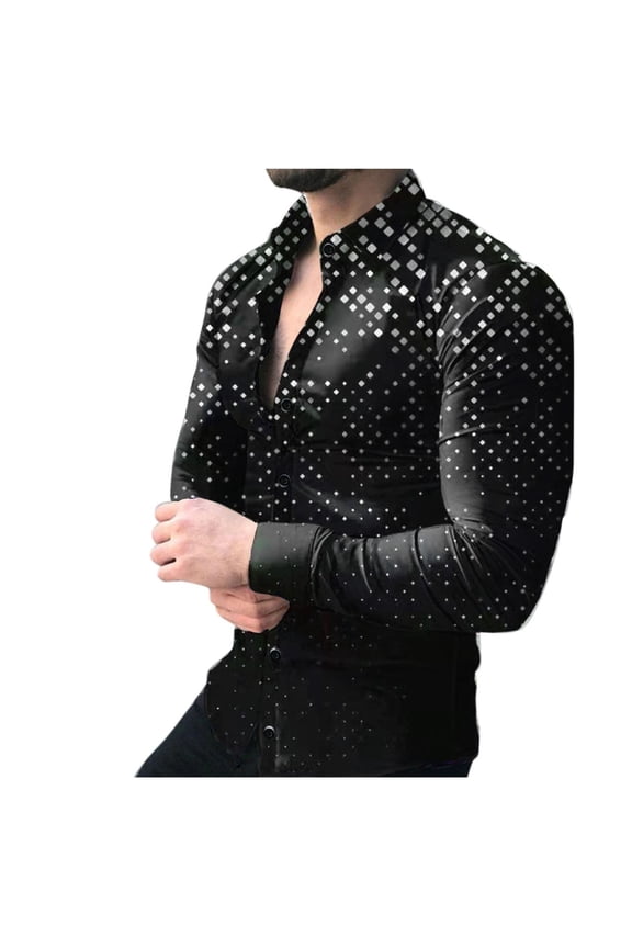 Men's Button Down Regular Fit Long Sleeve Plaid Flannel Casual Shirts Anime Shirts for Men