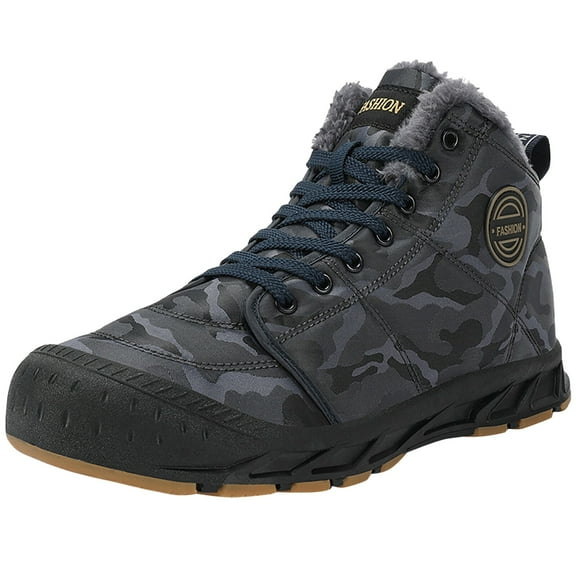 adviicd Mens Boots Mens Hiking Winter Snow Insulated Waterproof Outdoor Boots (Dark Blue,9)