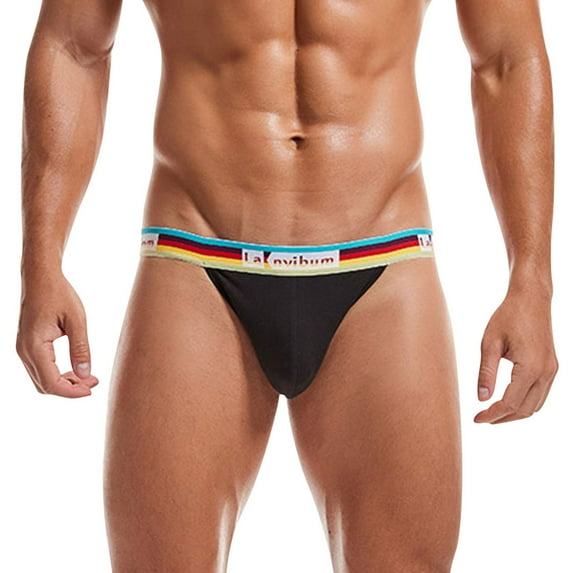 adviicd Mens Compression Underwear Boxers Briefs For Men Mens Pants Ice Silk Breathable Underwear Soft Panties T-back Underpants Black 2XL