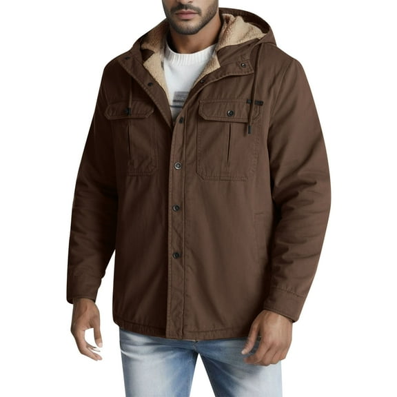 adviicd Mens Down Jackets for Winter Men's Winter Coat Fleece Lined Quilted Jacket (Brown,M)