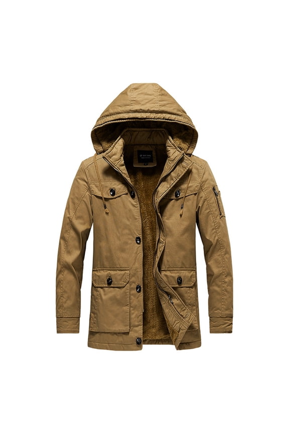 Mens Down Jackets for Winter Men's Winter Military Thicken Parka Jacket Warm Coat with Removable Hood (Khaki,M)
