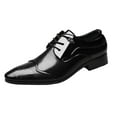thumbnail image 1 of adviicd Mens Dress Shoes Wide Width Men's Patent Leather Tuxedo Dress Shoes Classic Lace-up Formal Oxford (Black,7), 1 of 6