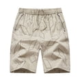thumbnail image 1 of adviicd Mens Golf Shorts Men's Linen Shorts Casual Elastic Waist Drawstring Summer Beach Shorts Khaki,L, 1 of 2
