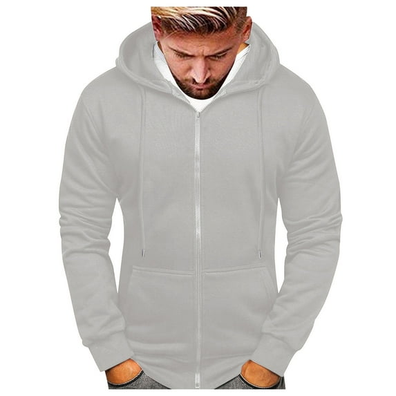 adviicd Mens Hoodies Pullover Heavyweight Thick Lined Jackets Big and Tall Full Zip Up Sweatshirt Long Sleeve Hooded Coat with Pockets (Grey,M)