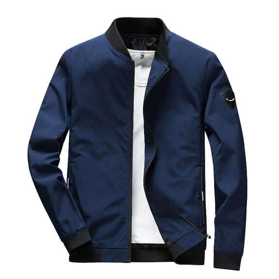 adviicd Mens Jacket Men's Slim Fit Lightweight Sportswear Jacket Casual Bomber Jacket (Dark Blue,XXXXL)