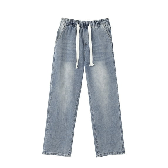 adviicd Mens Jeans Stretch Waist Men's Light Wash Extreme Baggy Jeans (Blue,XXXL)