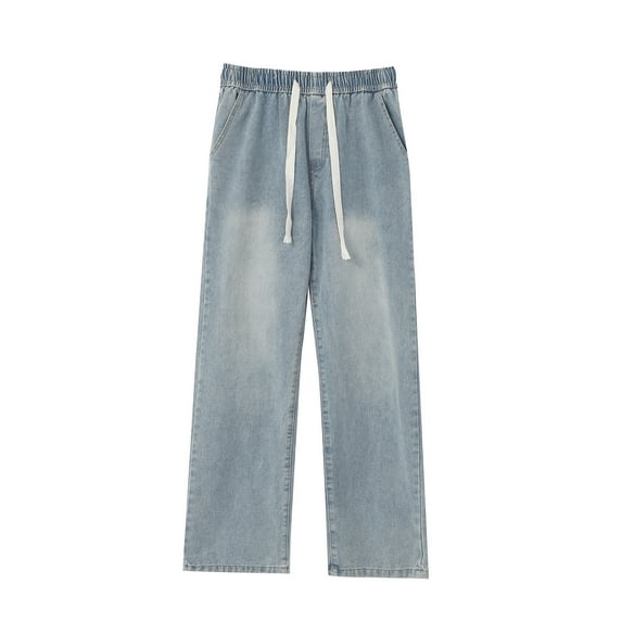 adviicd Mens Jeans Stretch Waist Men's Light Wash Extreme Baggy Jeans (Sky Blue,M)