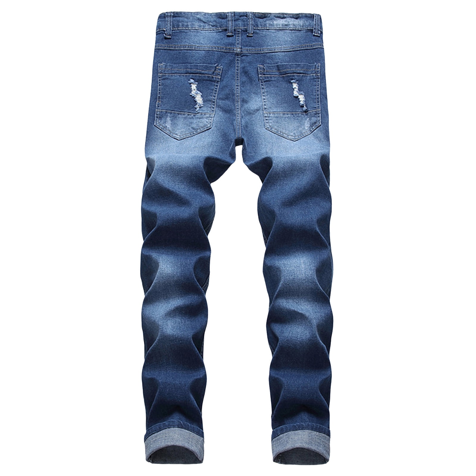 Men's American Blue Badge Embroidered Ripped Straight Leg Jeans Pants main image 0