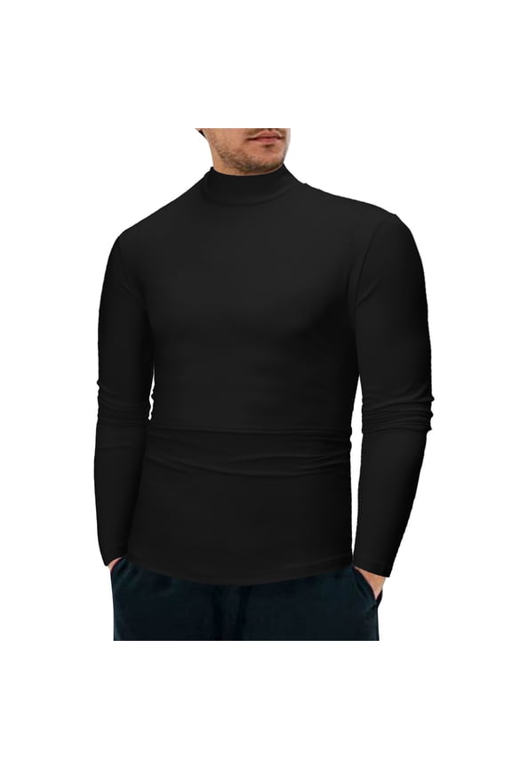 Mens Long Sleeve T Shirts T Shirts for Men Male Winter Warm Low Collar Fashion Thermal Underwear Men Basic Plain T Shirt Big And Tall Mens
