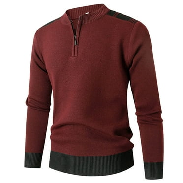 adviicd Mens Pullover Sweaters for Winter Mens Sweater Knitted Pullover Casual Thermal Sweaters (Red,M)
