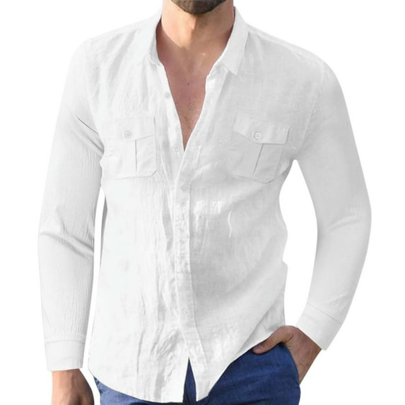 adviicd Mens Shirts Men's Floral Slim Fit Long Sleeve Cotton Casual Button Down Dress Shirt White 2XL