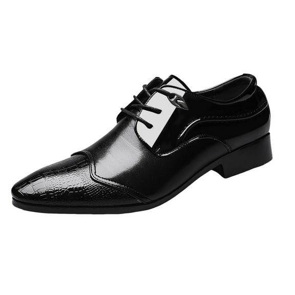 adviicd Mens Shoes for Suits Formal Shoes Dress Oxford for Men Lace Up Round Toe Vegan Leather Patchwork Derby Shoes (Black,9.5)